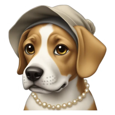 dog as girl with a pearl earring sticker