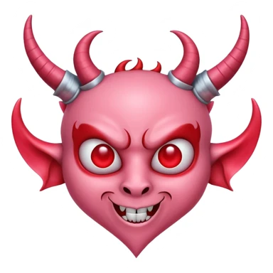 a pink heart with demon horns on it sticker
