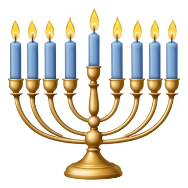 Gold Menorah with four white candles on each side sticker