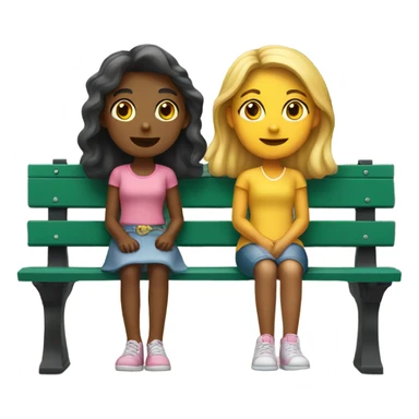 Two girls sitting on a bench  sticker