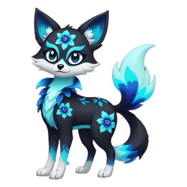 Multicolored gloomy glowing bioluminescent dark edgy gothic spooky cool badass cute adorable pretty cool elegant realistic floral exotic Falvie-Fionbri-fursona, full body sticker