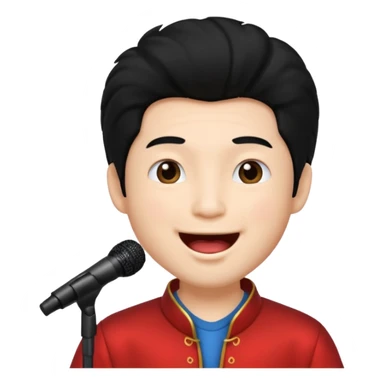 chinese man with big hair singing sticker