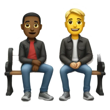 2 stragers sitting on park bench sticker