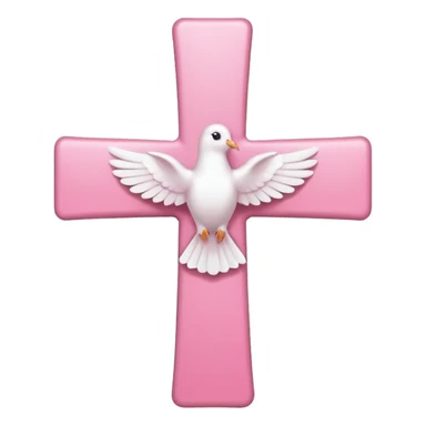 Pink and white simple cross with a dove  sticker
