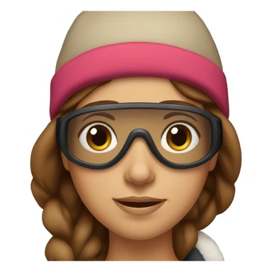 Brown haired girl with hat and going skiing with glasses sticker