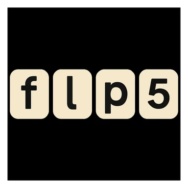 Make all the boxes the same color, keeping the minimal, modern, and clean look for the 'flip5' logo. Each letter remains in its own rounded box, but all boxes share a single color. sticker