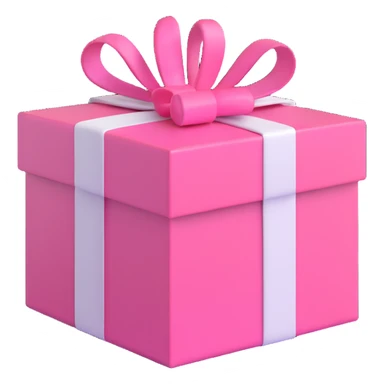 gift box, pink with white ribbon sticker