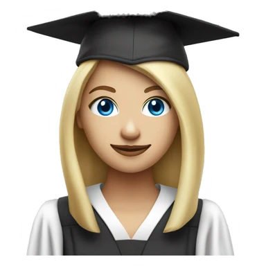White skin blond female student with phd graduation hat blue eyes sticker
