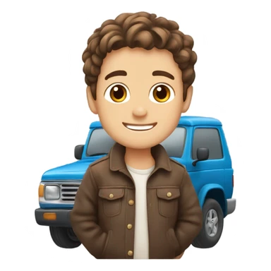 Brown haired￼ boy smiling with vehicle sticker