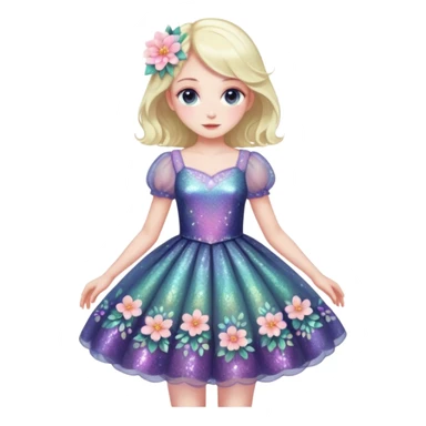 Multicolored sparkly pastel dark iridescent light pale gloomy spooky cute adorable pretty cool elegant realistic floral exotic Falvie-Fionbri, full body sticker