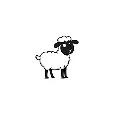 doodle style lamb with hand-drawn lines, playful sticker