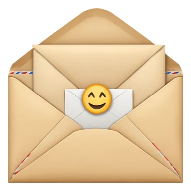 an open beige envelope with a letter sticking out of it sticker