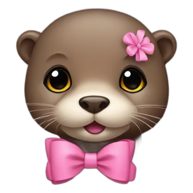 Otter with pink bow on the head sticker