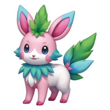 Shiny Shaymin-Bayleaf-Sylveon-Amaura-Fakémon-hybrid-creature (full body)  sticker
