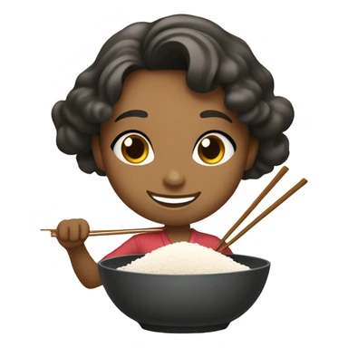 Cute girl eating rice sticker