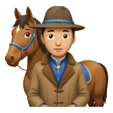 Cheval mongol avec chapeau sticker