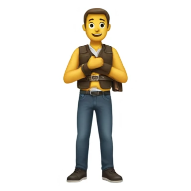 man holding a belt sticker