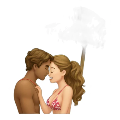 with beach clothes young metis man and white woman kiss love sticker