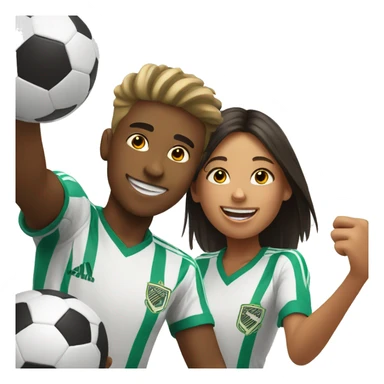 boy and girl enjoying soccer selfie sticker