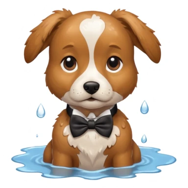 Perro puddle con moño roaa sticker