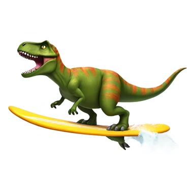a t-rex surfing  sticker