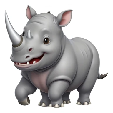 cute cartoon rhinoceros with large horn sticker