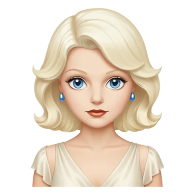 Jean Harlow with blue eyes, platinum blonde hair, ivory outfit sticker