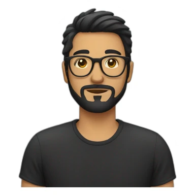 guy with black frame glasses with small beard and dar hair sticker
