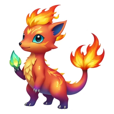 Elemental Forty Fiery Sparky Fierce Colorful Gradient Sparkly Nebular Starry Flaming Viney Vinal Dusky Aurorus-Amaura-Auroras-Pokémon-Fakémon-creature sticker