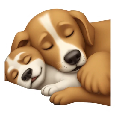 Dogs sleeping with a bear sticker