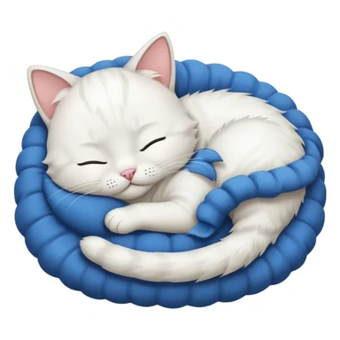 emoji of white sleeping cat with a tail hanging down sticker