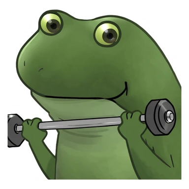 frog lifting dumbbells sticker