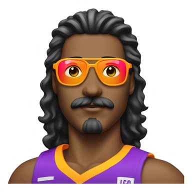 athlete with a mustache, a mullet hairstyle and wearing neon sunglasses sticker