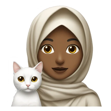 hijab girl with white calico cat  sticker