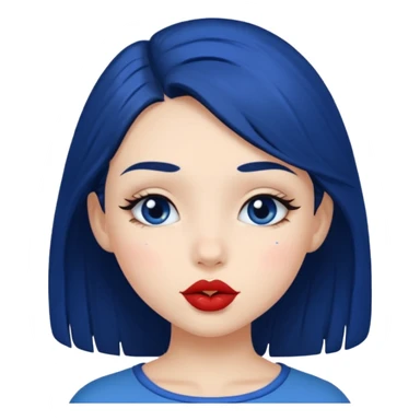 Realistic girl face with kises on her face with blue dark hair sticker