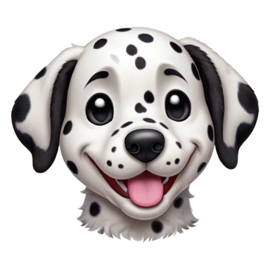 Cinematic Comical Spotted Dalmatian Portrait Emoji, Head tilted dramatically with an exaggeratedly shocked or amused expression, featuring a striking Fur of predominantly white with vivid black patches, wide, expressive eyes filled with playful disbelief, Simplified yet hilariously expressive features, highly detailed, glowing with a slightly sassy glow, high shine, dramatic yet playful, stylized with an air of cheeky charm, bright and endearing, soft glowing outline, capturing the essence of a spirited and over-the-top guardian, so meme-worthy it feels like it could side-eye its way into internet fame instantly! sticker
