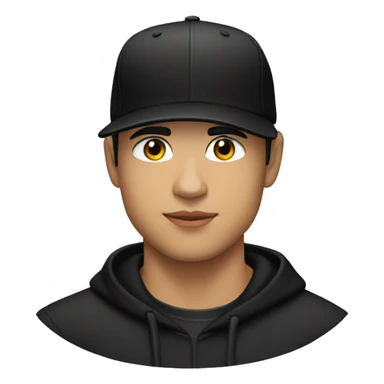Lautner is wearing a black hoodie and has a black baseball cap with a visor back sticker