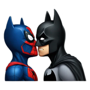 Batman kissing Spiderman sticker