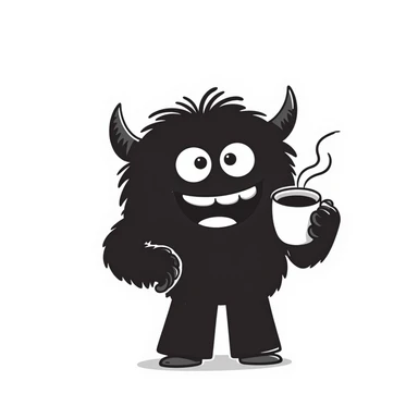 a coffee monster, hand drawn doodle style sticker