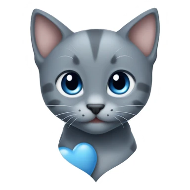 Gray kitten hearts Gray blue heart sticker