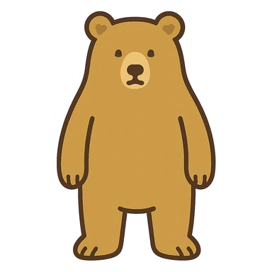 flat toon style blonde grizzly bear full body icon sticker
