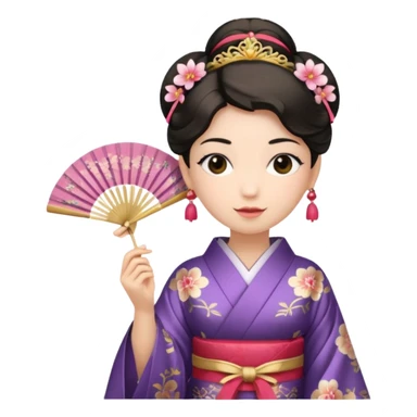 Kimono princess with fan sticker
