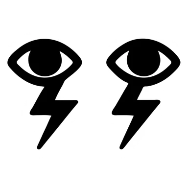 A pair of eyes shooting lightnings, icon, solid sticker