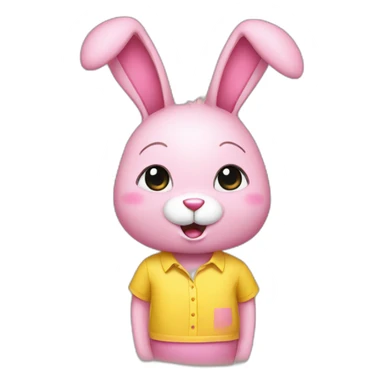 Pink rabbit wearing yellow shirt sticker