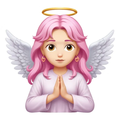 Blonde woman angel with long hair meditating with pink hair clips sticker
