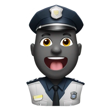 bald police officer sticking tongue out portrait sticker