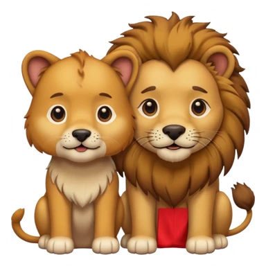 un perro con un león al lado  sticker