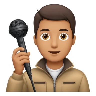 man holding a long over head boom microphone sticker