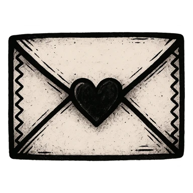 emo style  envelope with a heart seal, no background sticker