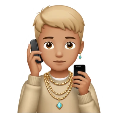 boy with phone and jewelry sticker